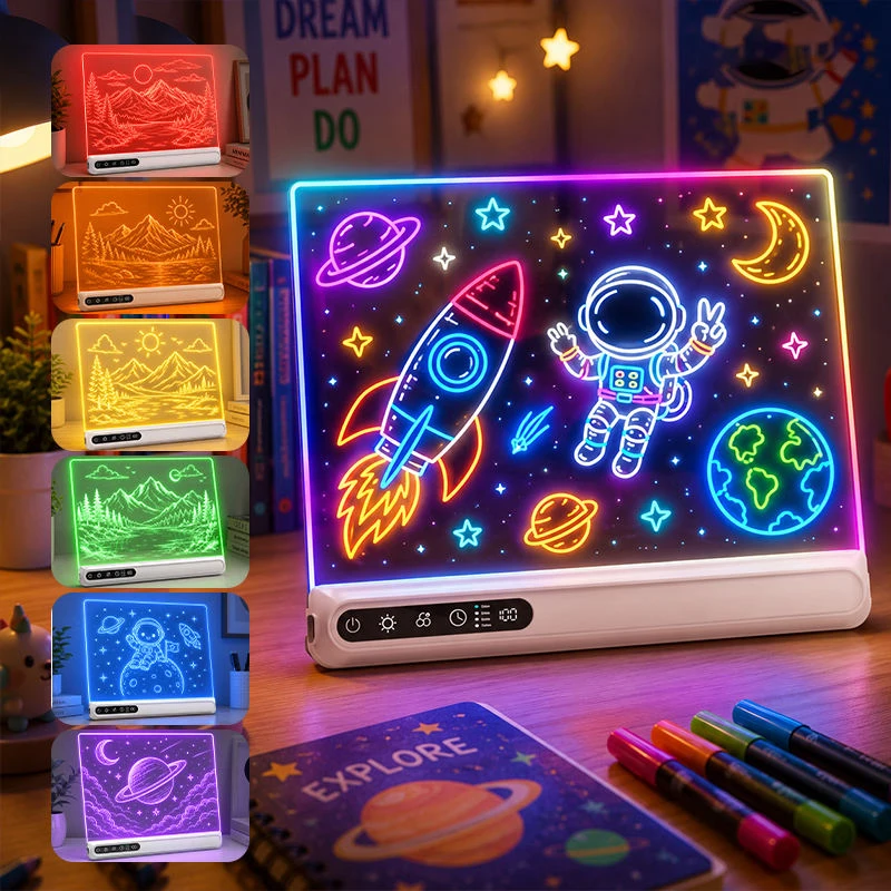 LED Drawing Board for Kids, 16" Rechargeable Glow Drawing Tablet, with Color Lights, Adjustable Brightness, LED Drawing Pad image 3