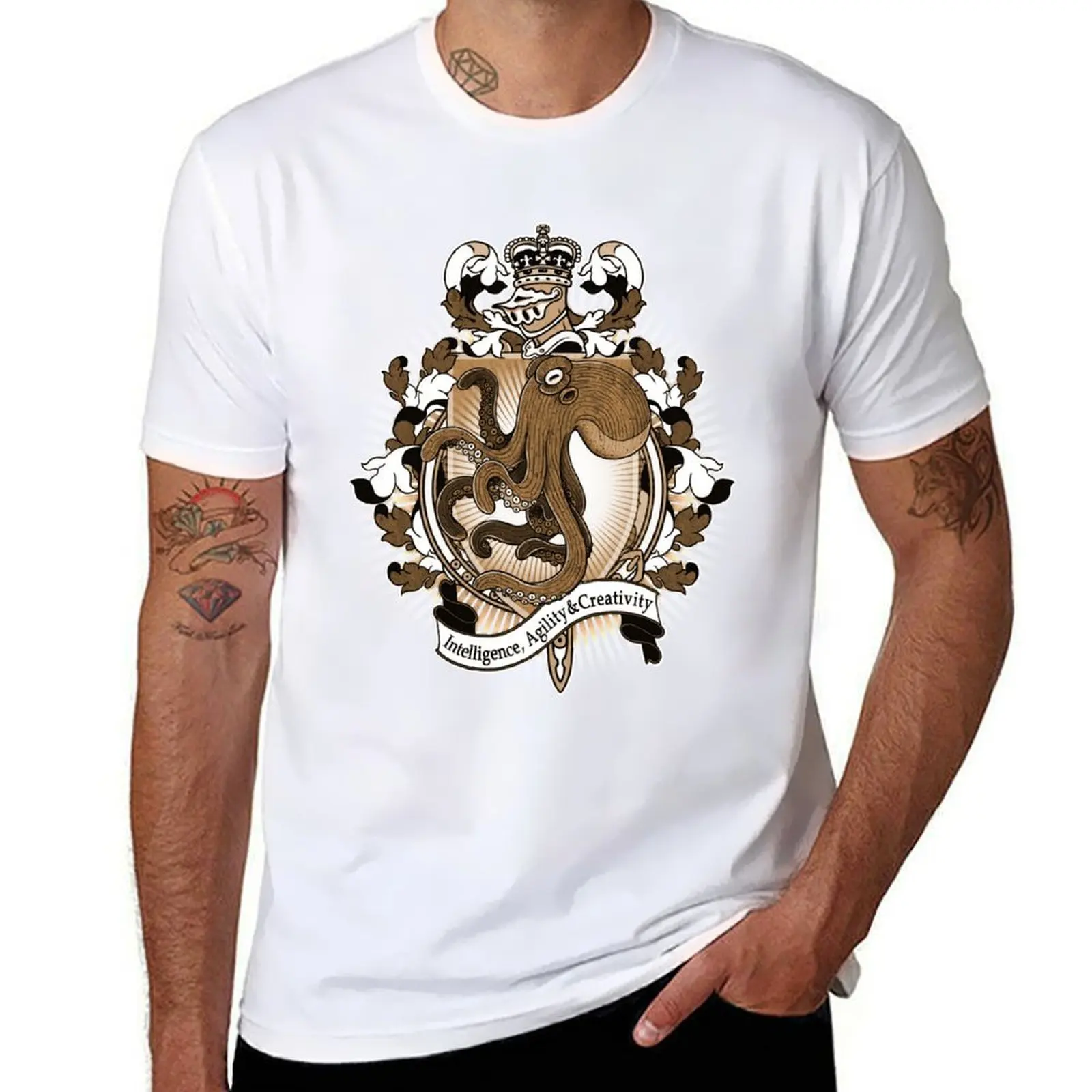 

Octopus Coat Of Arms Heraldry T-Shirt t shirt custom print t shirts for man graphic funny T-Shirt