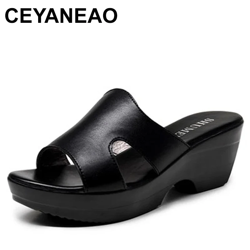 

Wedges Slippers For Women Summer New Ladies Platform Heels Women's Sandals Mother Shoes Woman's Black 2024Trend Shoes