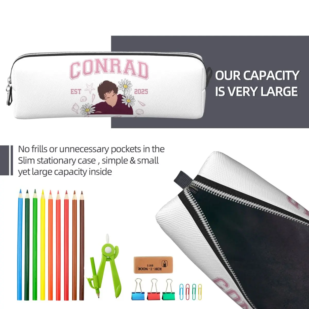 مقلمة كونراد فيشر جميلة في الصيف تحولت أكياس أقلام جميلة للطلاب ذات سعة كبيرة للوازم المدرسية مقلمة بسحاب #6