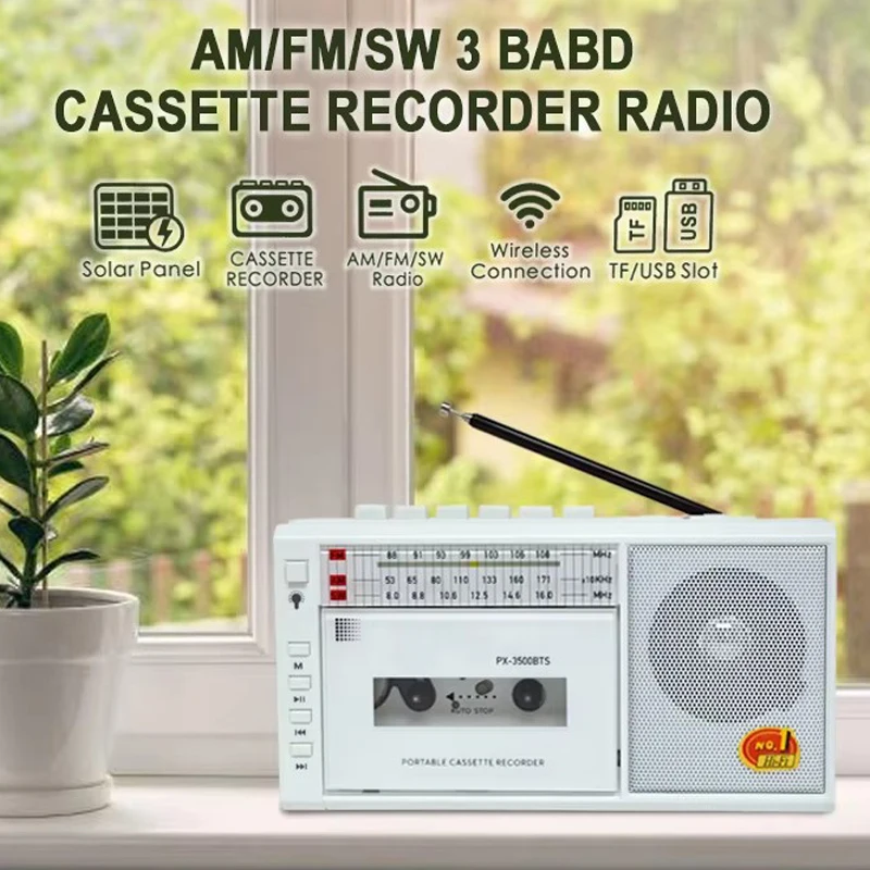 المحمولة خمر ريترو USB AM/FM/SW متعدد الموجات راديو ستيريو سماعة لاسلكية تعمل بالبلوتوث Mp3 الصوت كاسيت مشغل شرائط مسجل AM راديو