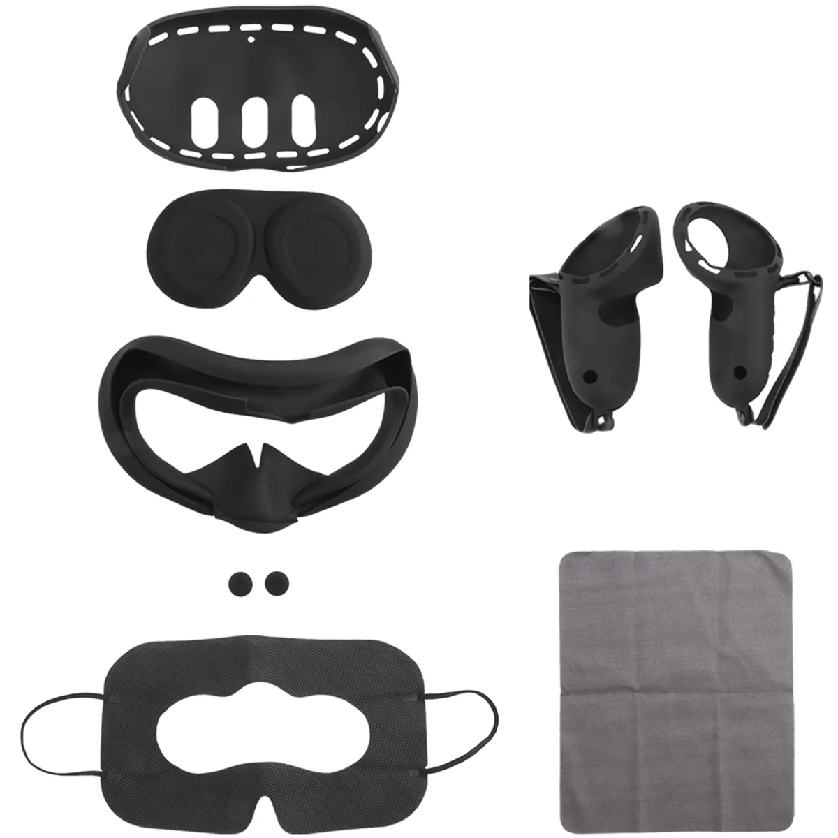 #016R Silicone Protective Cover Shell Case for Meta Quest 3 VR Headset Head Face Cover Eye Pad Handle Grip Button Cap (Black)