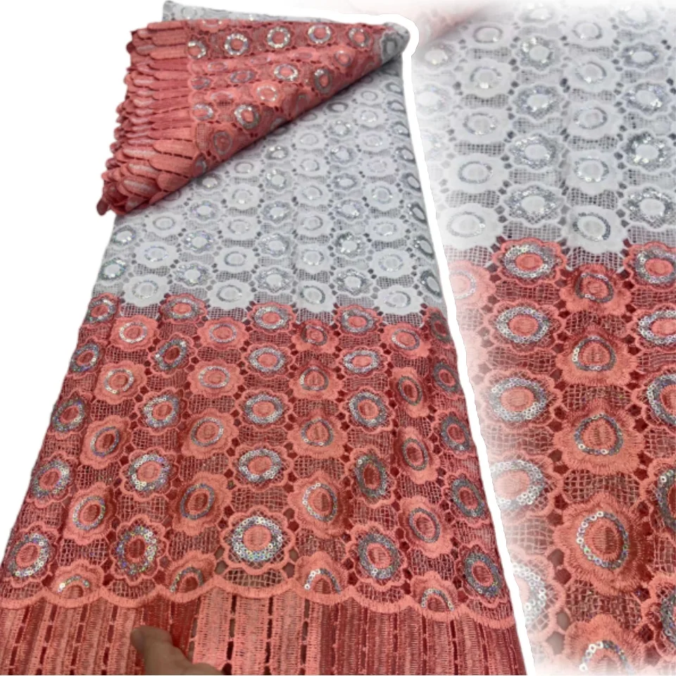 

5 ярдов шнур с блестками, кружевная ткань, нигерийский гипюровый шнур, последовательность тюлевой кружевной ткани, кружево с блестками для шитья платья SZ1755