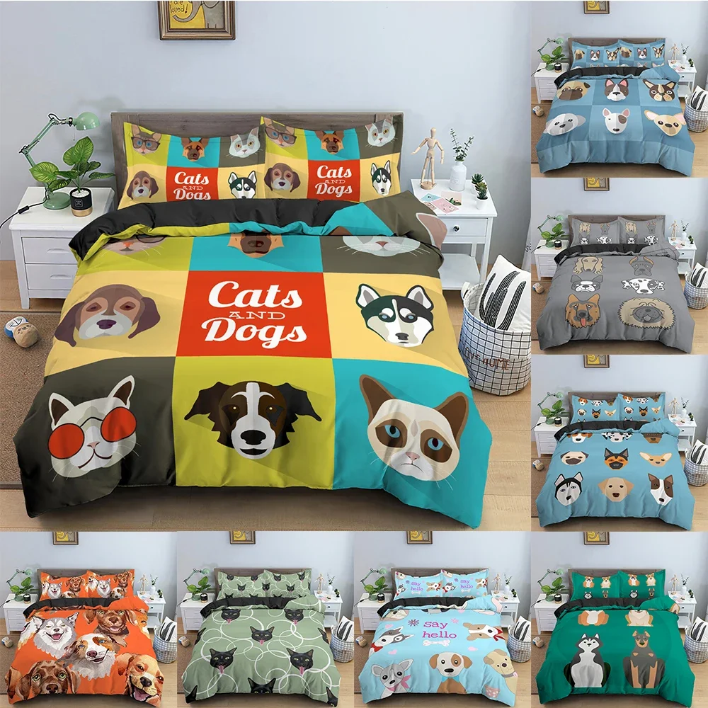 

CCartoon Animals Duvet Cover 3D Dogs Pattern Bedding Set For Bedroom Comforter Quilt Covers US/EU/AU Single Double Size 2/3PCS