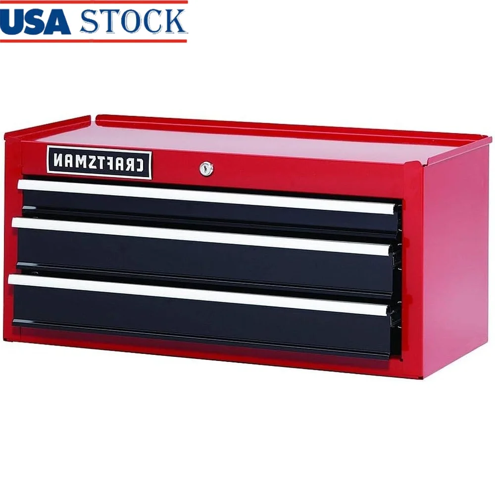 

Heavy Duty 26 Inch 3 Drawer Steel Tool Chest Storage Cabinet Lockable Full Extension Drawer Slides Durable Tool Organizer