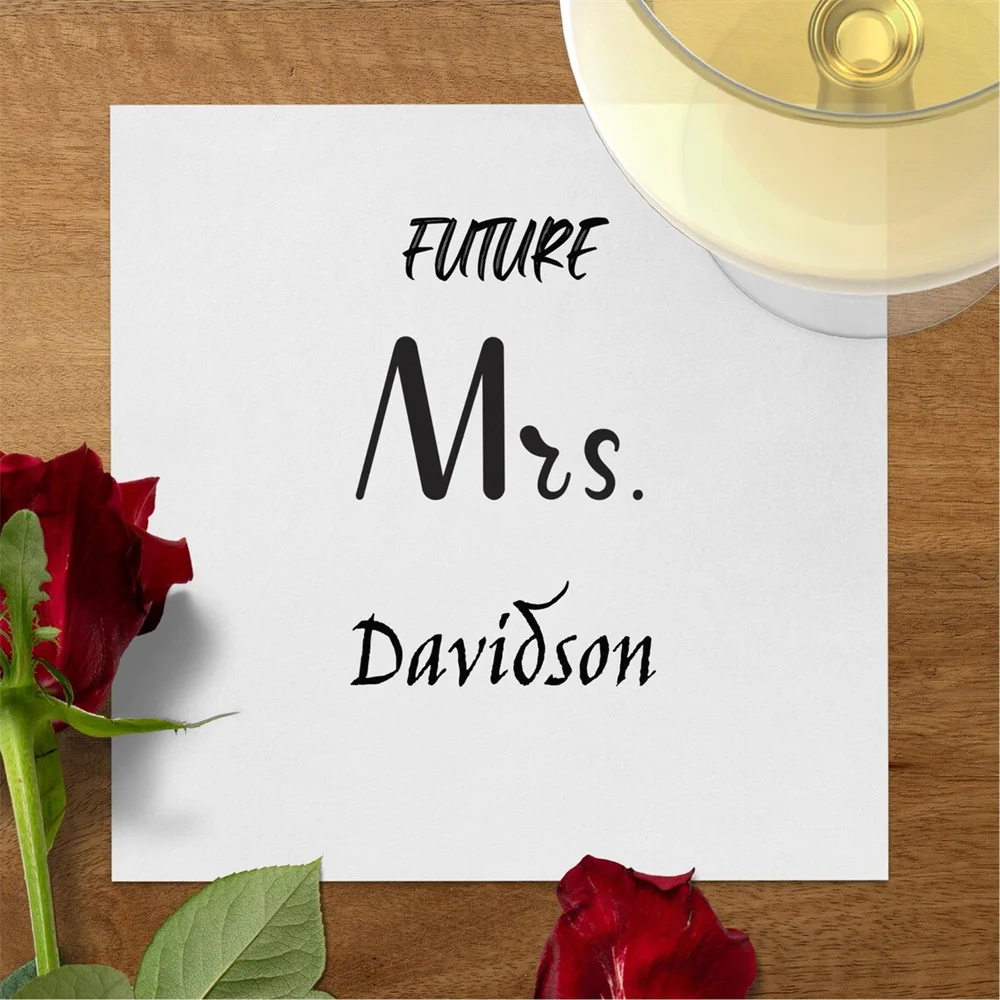 

50PCS Future Mrs Davidson cocktail Napkin, Future Bride Napkin, Bridal Shower Napkin, Wedding Party cocktail Napkin, Engagement