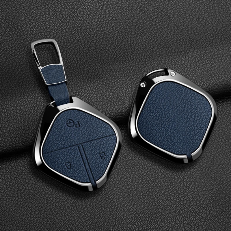 

Zinc Alloy Leather Car Key Case Cover Shell For SGMW Wuling BINGO Airev 2023 for Baojun Kiwi EV Remote Car Key Accessories