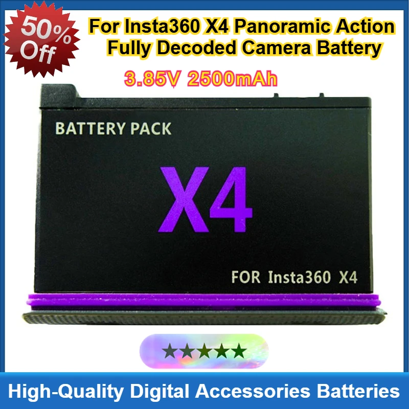 

3.85V 2500mAh For Insta360 X4 Panoramic Action Camera Battery, Fully Decoded Digital Accessories Batteries