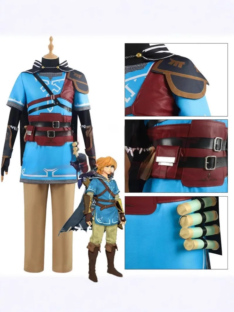 

Костюм для косплея в стиле фэнтези-приключенческой игры, комплект в диком стиле: рубашка, плащ, набор аксессуаров, наряд для карнавальной вечеринки для взрослых и детей