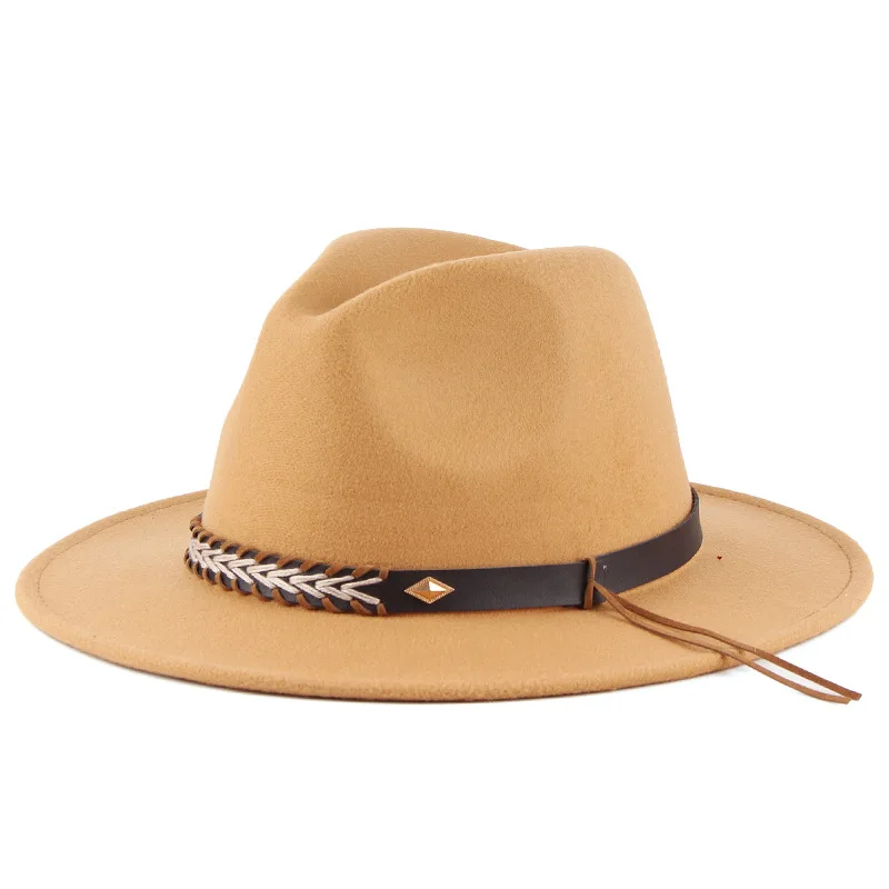 

Unisex Autumn And Winter Woolen Hat With Flat Brim, Jazz Fedora, British Gentleman Felt Hat