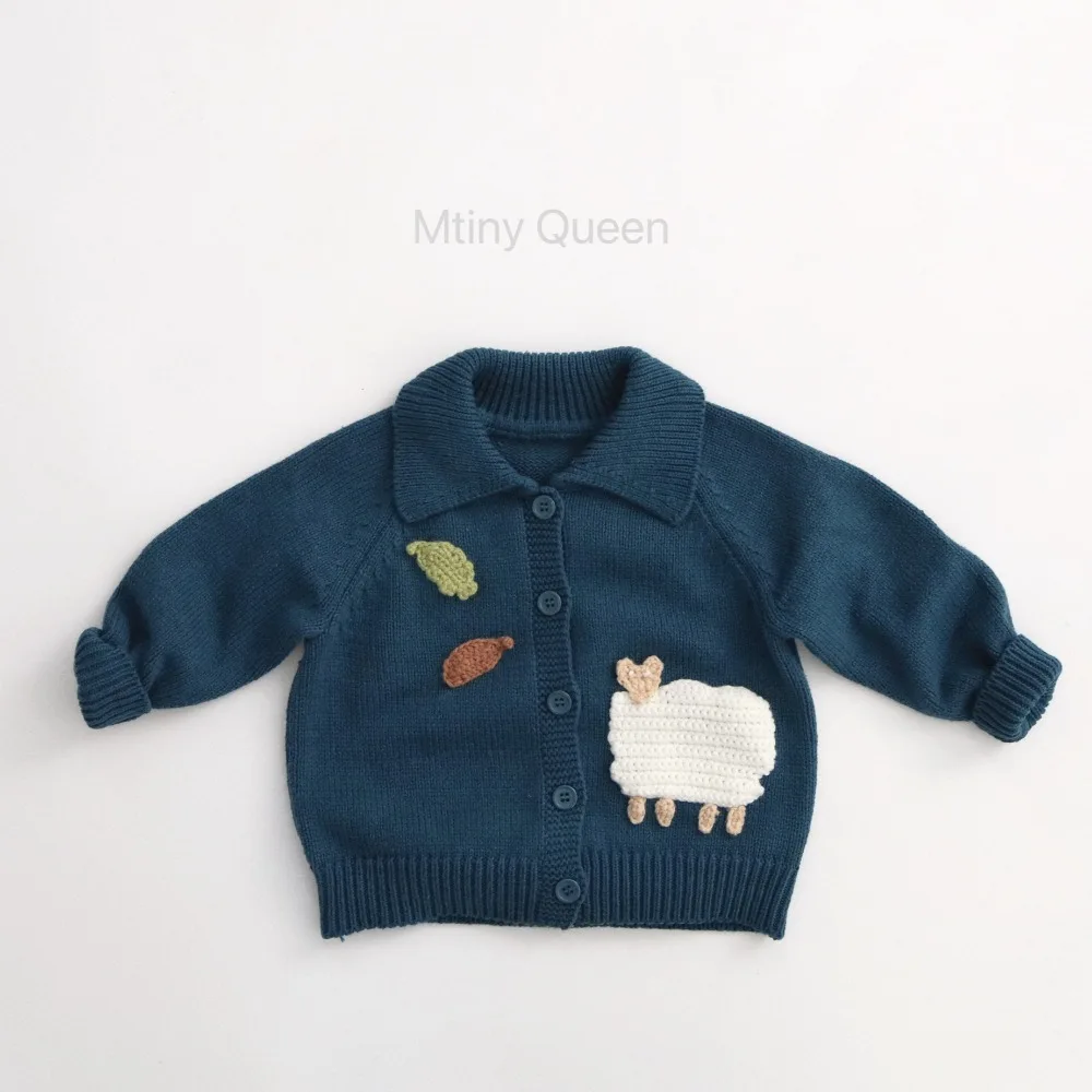 New Spring Autumn Forest Style Hand Crochet Knit Cardigan For Baby Boys & Girls, Cartoon Pattern Kids Casual Outerwear