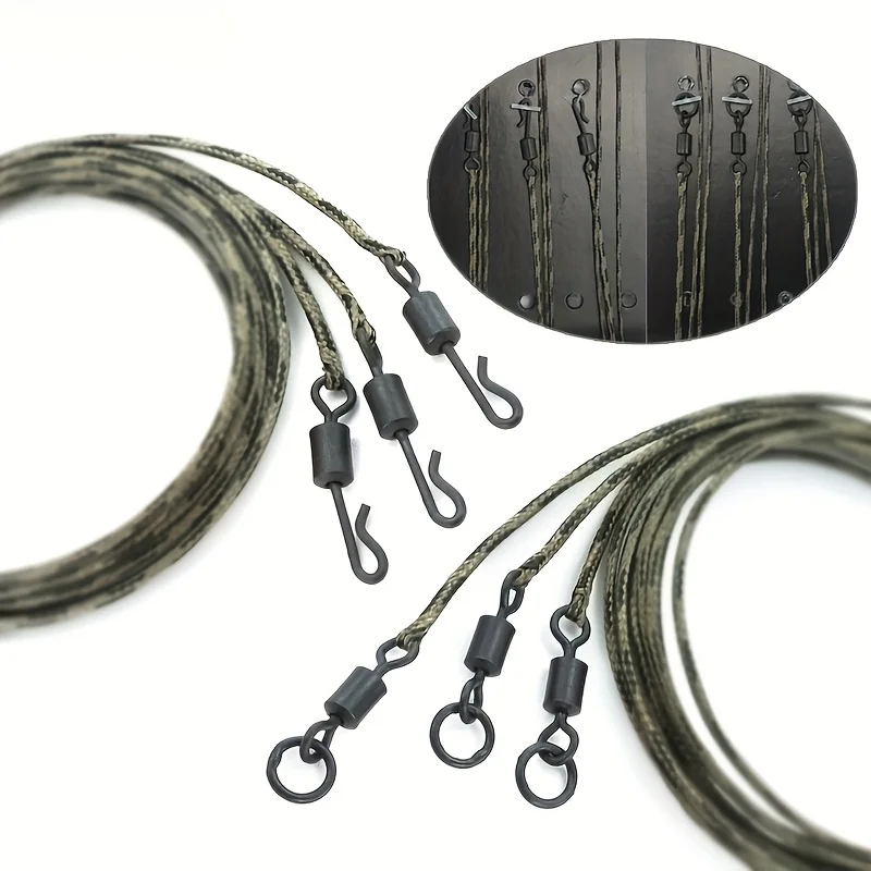 Leadcore-Wirbel zum Karpfenangeln, Schnellwechsel-Geflecht-Rig mit Karabinern und Wirbeln, 45 Pfund Bruchfestigkeit, 80 cm/31,5 Zoll L