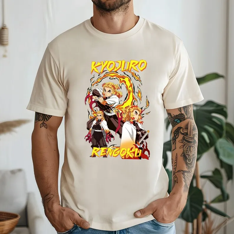 

Аниме ‌ ‌ ‌ ‌ ‌ ‌ ‌ ‌ Rengoku Kyjuro ‌ Футболка «Убийца демонов», летняя хлопковая мужская и женская уличная одежда, повседневная пара ‌ футболка Harajuku с круглым вырезом в стиле хип-хоп