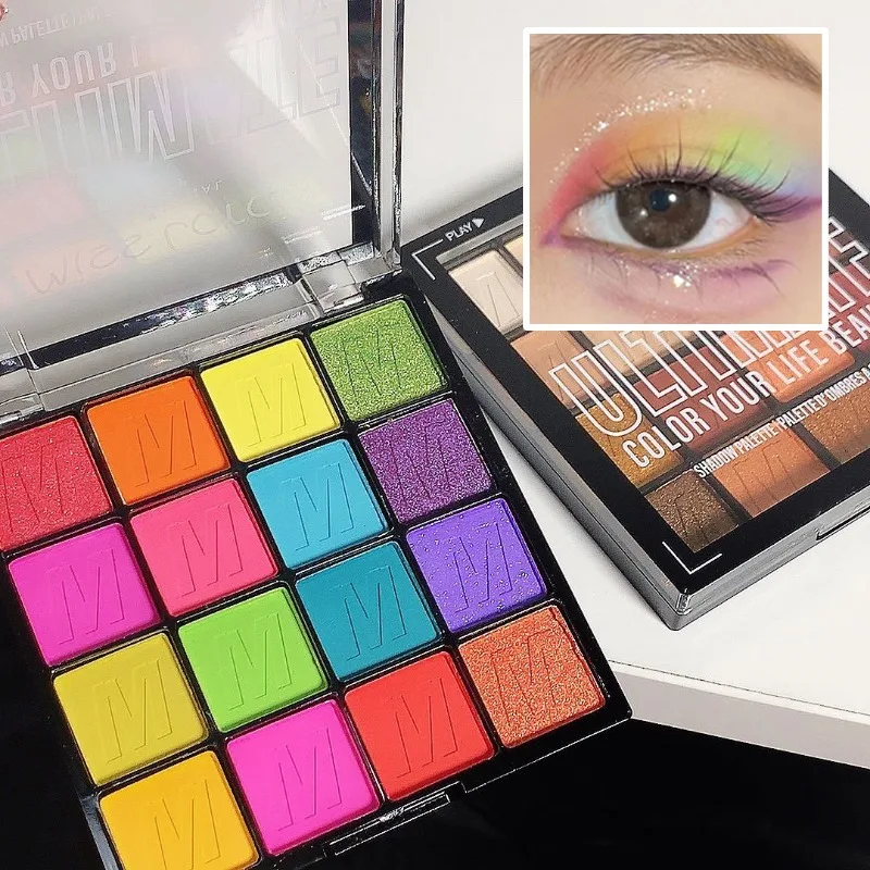 Maquillaje profesional, paleta de sombras definitiva, sombra de ojos de colores ricos, 16 tonos impresionantes para durar, brillo cosmético colorido mate