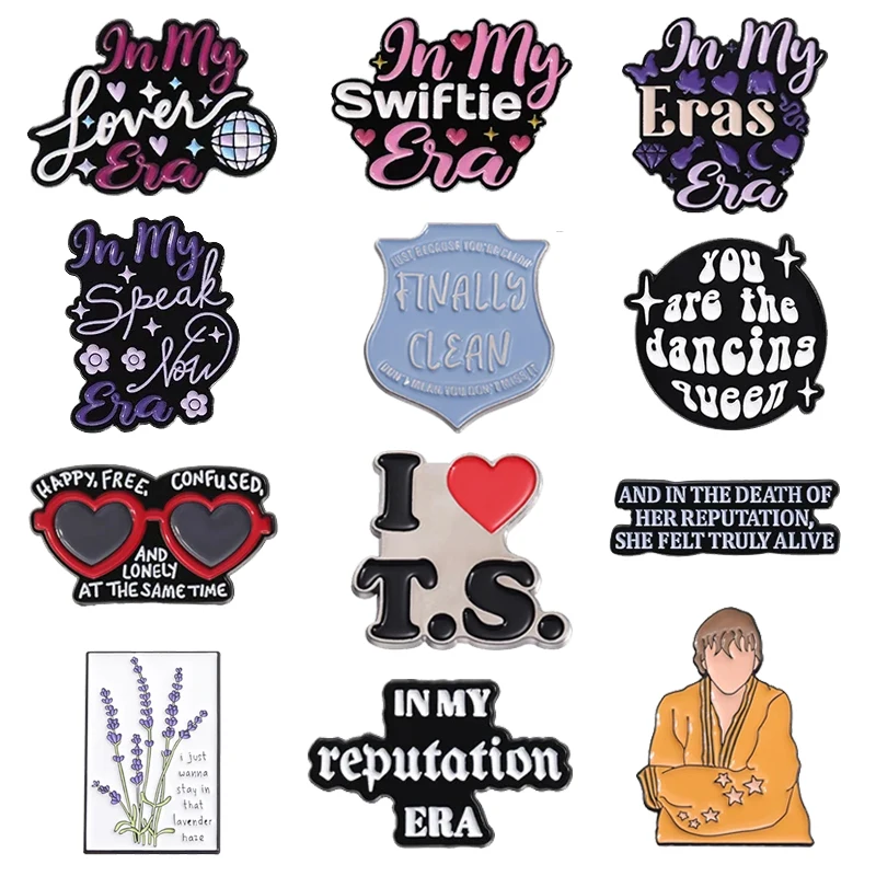 Pop Music Lyrics Enamel Pins Female Singer Brooches Backpack Lapel Badge Metal Decorative Accessories Gift for Fans Friends