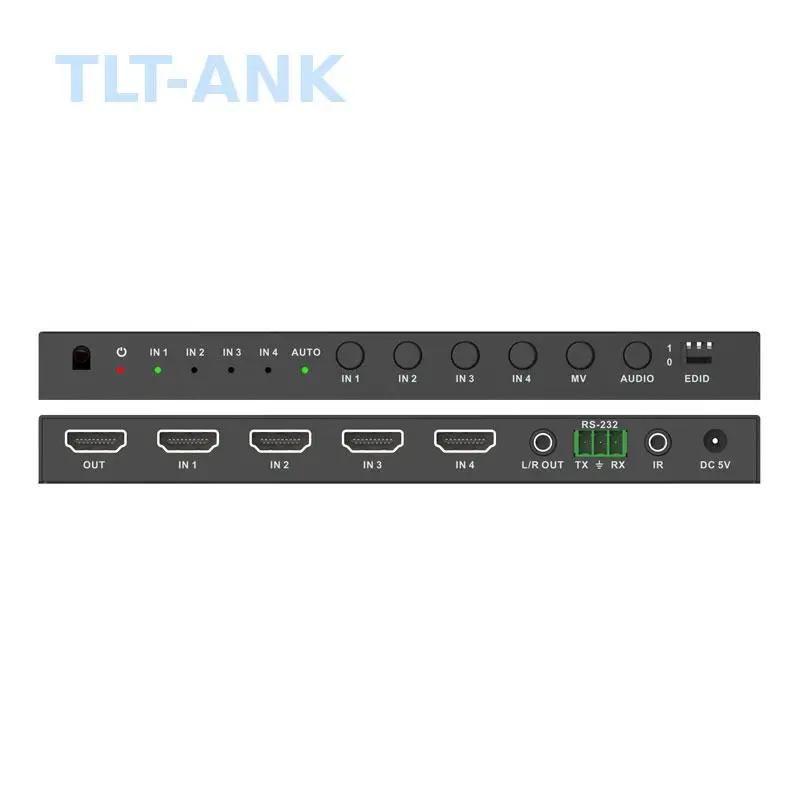 HDMI 4K@30Hz 4x1 Quad Multi-viewer Seamless Switcher, 4 in 1 HDMI Splitter with Independent Audio Output