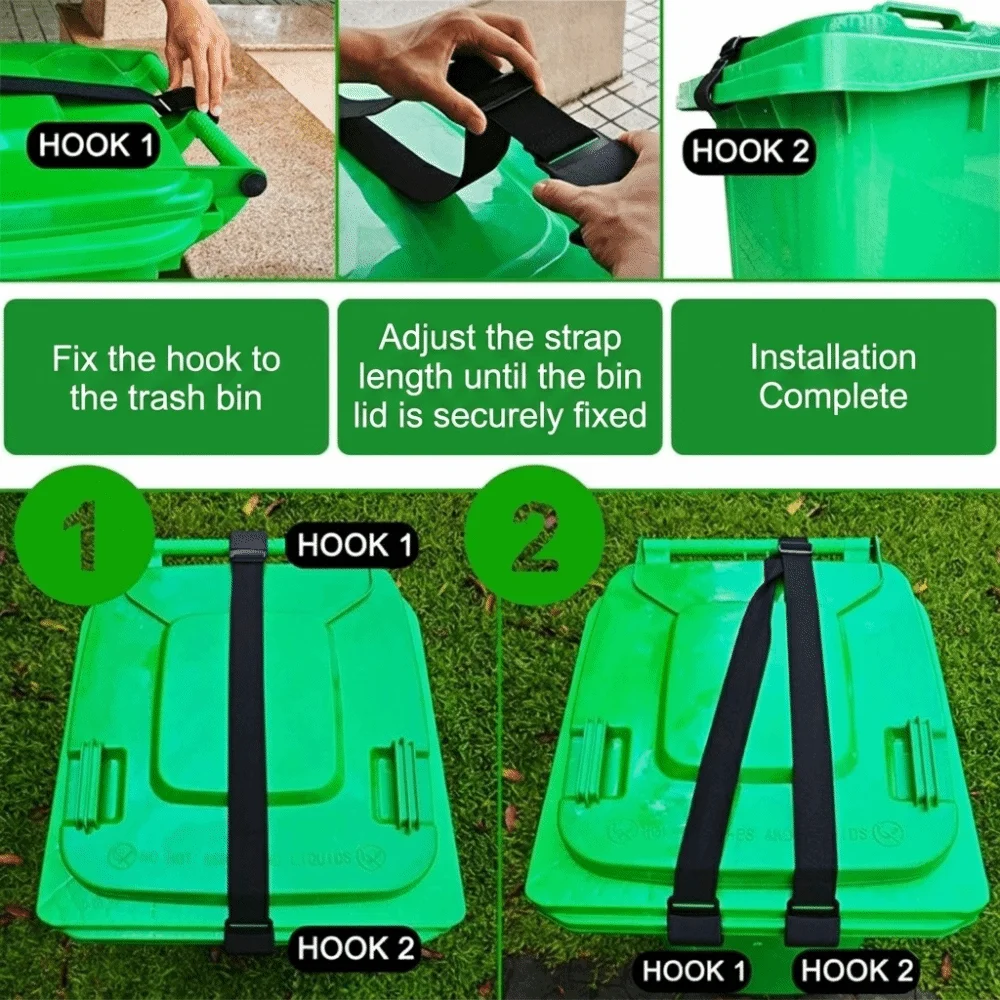 Adjustable Trash Can Locks Anti Slip Metal Claws Garbage Can Locks Universal Fit Tear Resistant Outdoor Trash Locks