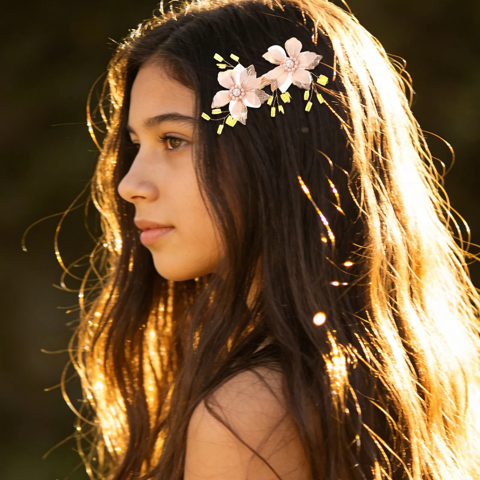 

Ретро-заколка для волос с жемчугом и цветами, женская боковая заколка-барретка, свадебный аксессуар для волос в стиле Ханьфу, розовая цветочная заколка для повседневного использования