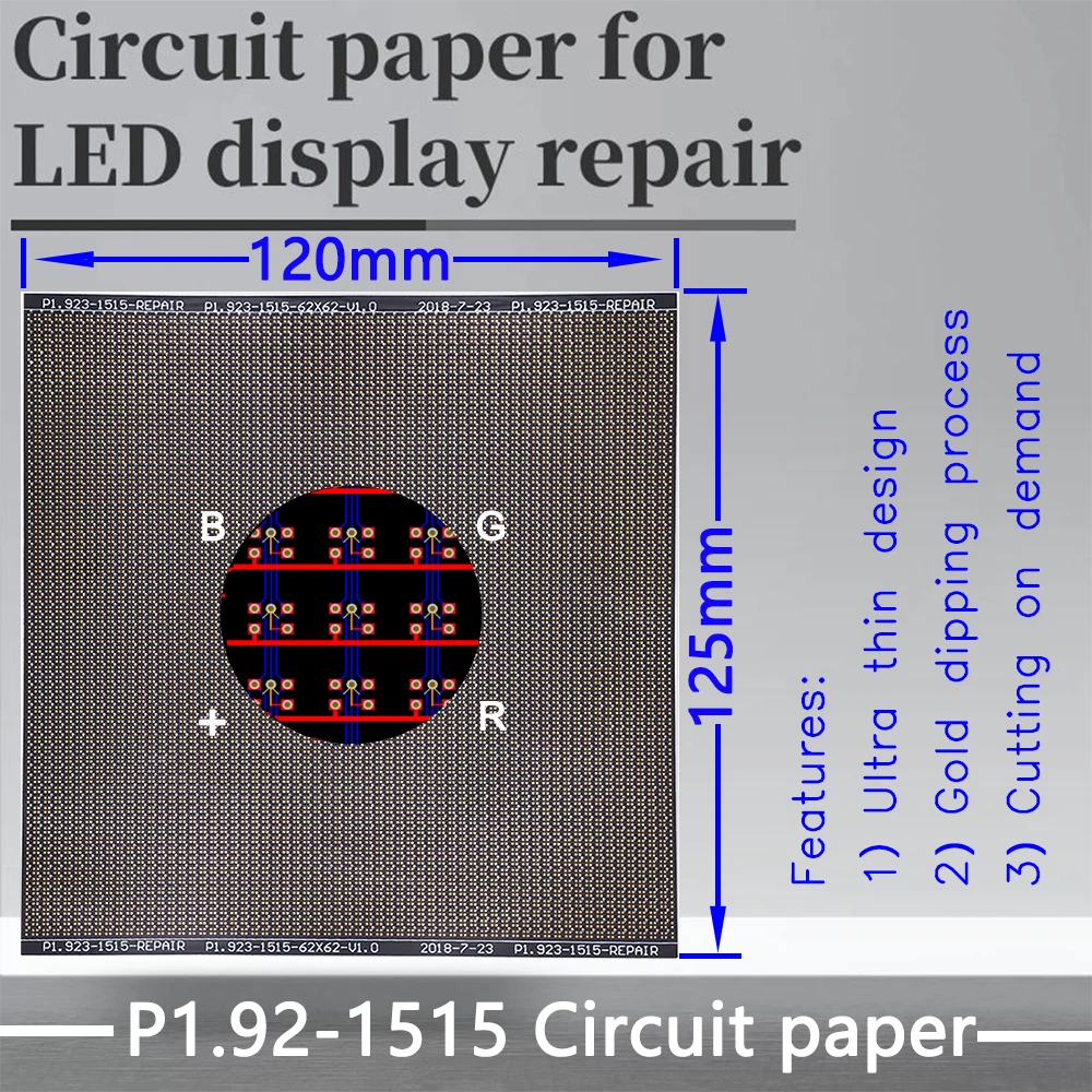 Papier z obwodami serii P1.9X modułu LED P1.9-1010 podkładka do naprawy PCB/1515 papier podkładkowy 120x125mm do naprawy PCB podczas instalacji