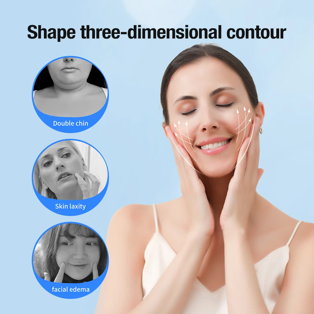 EMS Microcurrent V Face Beauty Device Vibration Heat Facial Massager Slimming Tightening Shaping Remove Double Chin Lifter Belt