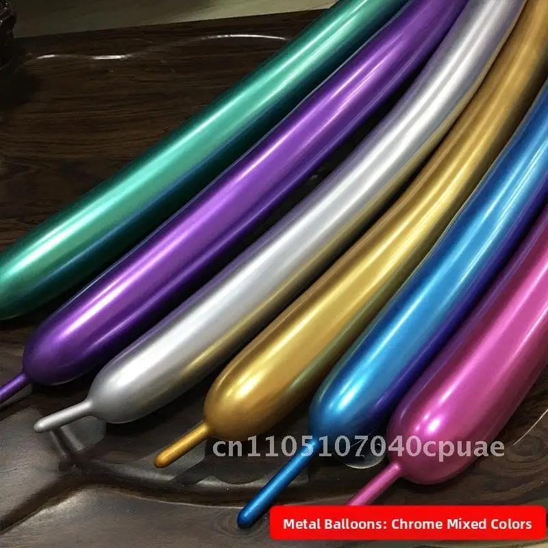

Magic Long Balloon Set 260pcs Monochrome Animal Shape Chrome Finish Gold & Silver Metallic Latex Balloons for Decorative Use