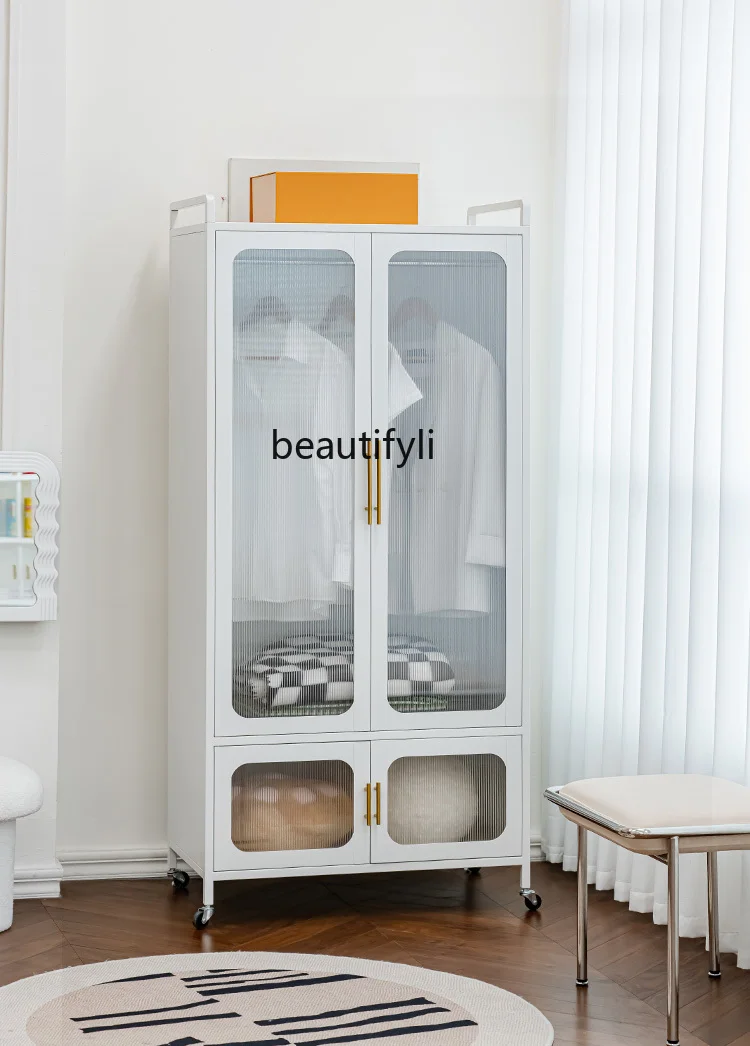 Home Bedroom Wardrobe Nordic Minimalist Mobile Locker Modern Clothes Storage Cabinet