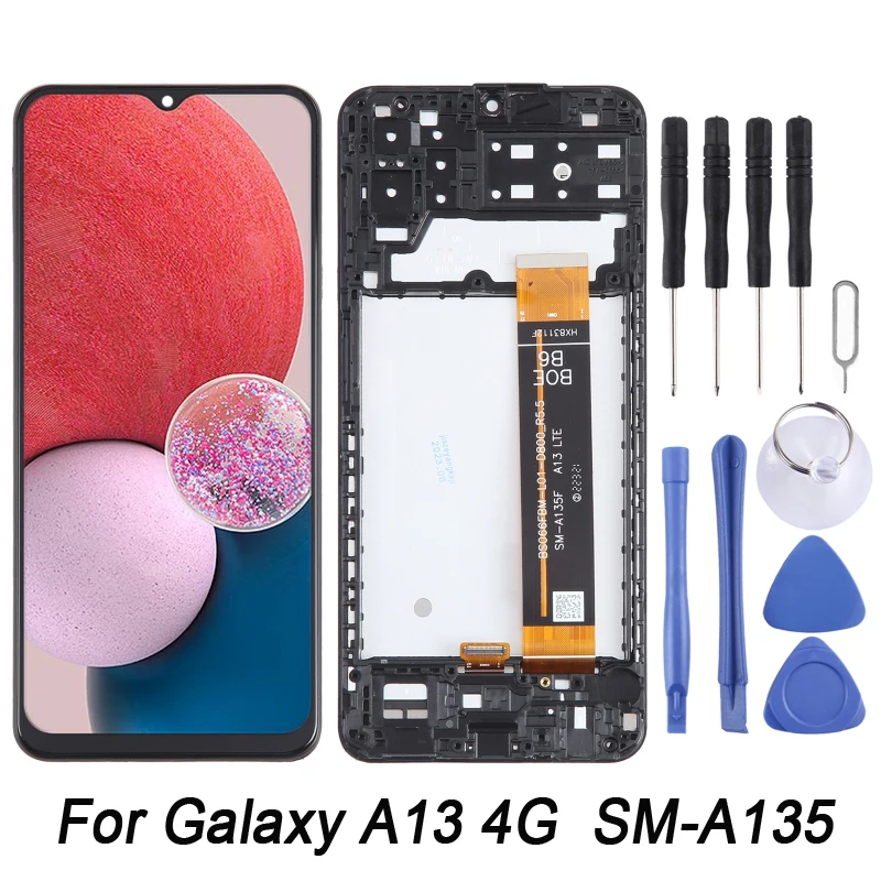 High Quality LCD Screen For Samsung Galaxy A13 4G SM-A135 Phone LCD Display and Digitizer Full Assembly with Frame