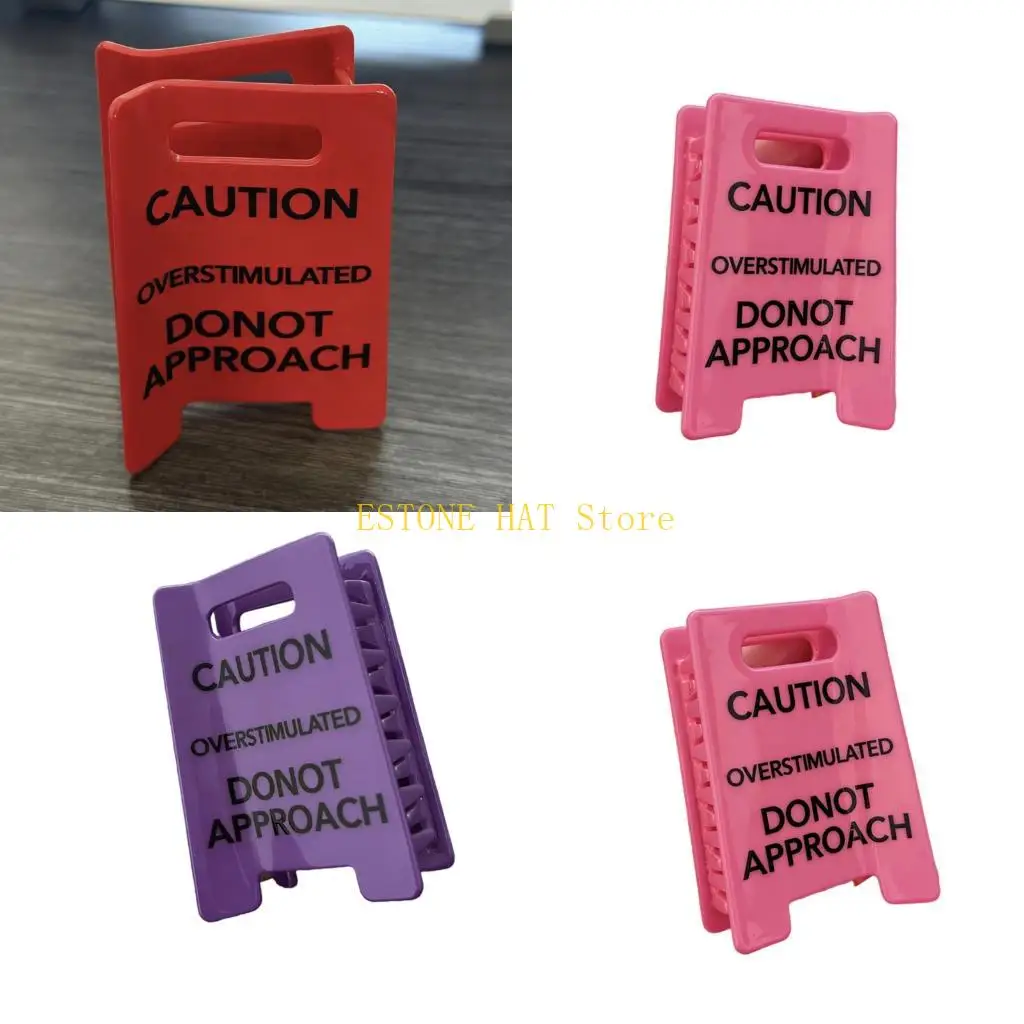 

49MF Уникальная модная заколка для волос, предупреждающая о чрезмерной стимуляции, дизайн предупреждающего знака для творческой