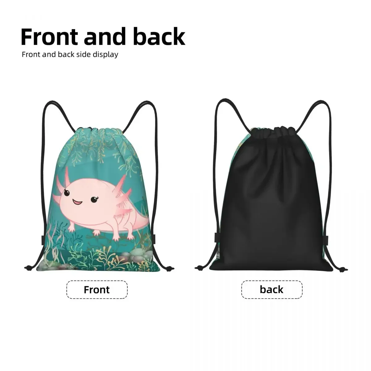 Custom Kawaii Axolotl borse con coulisse per bambini per lo Shopping zaini da Yoga uomo donna Salamander Animal Sports Gym Sackpack