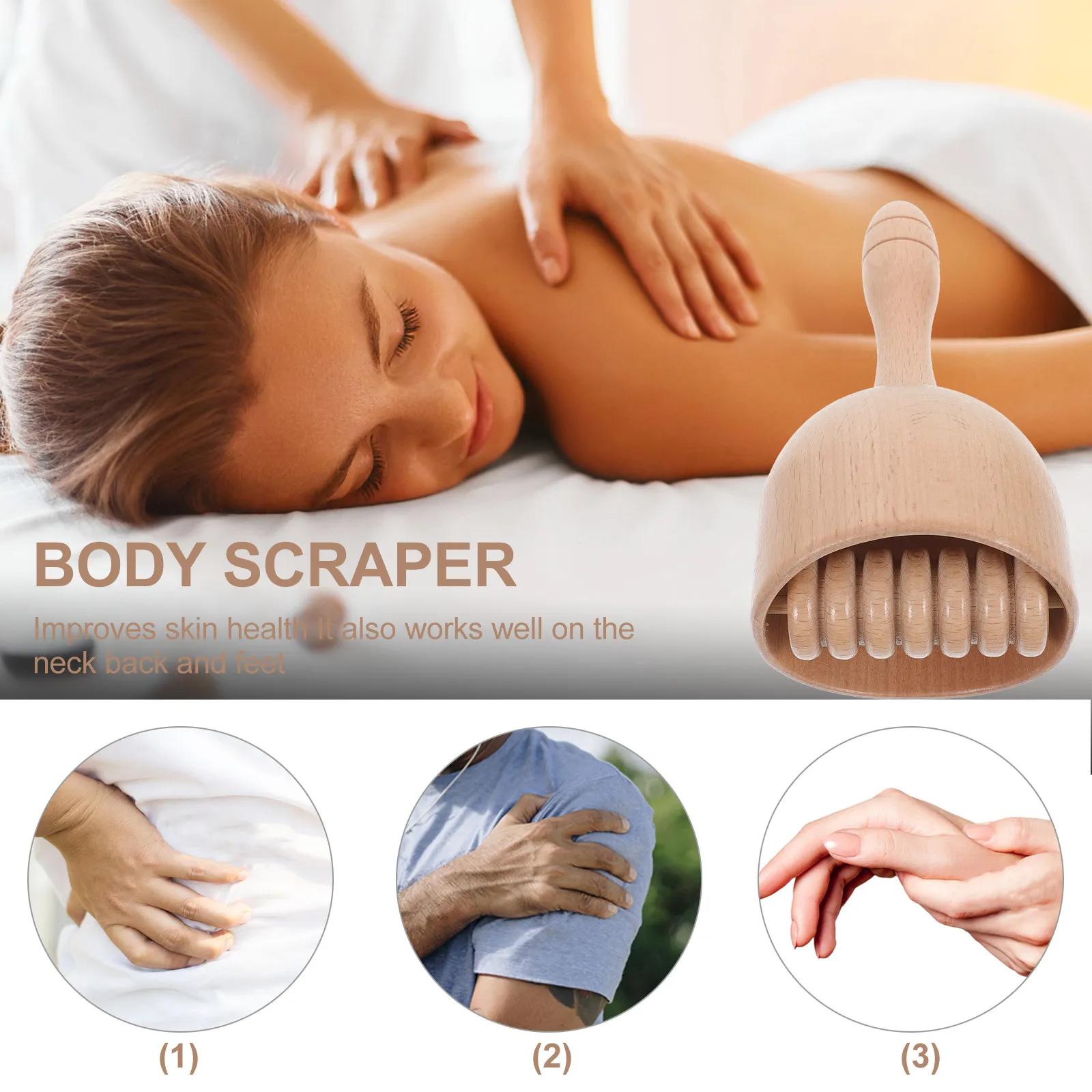 

Wooden Teeth Design Body Massage Stick Back Belly Massager Manual Muscle Massage Tool Enhance Circulation Wooden Massager