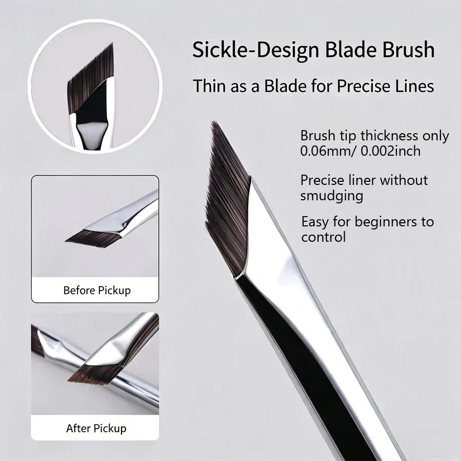3Pcs Set Eyeliner Brush, Thin Fine Angle Flat Eyebrow Brush, Multi-functional Eye Soft Precise Detail Eye Makeup Brush