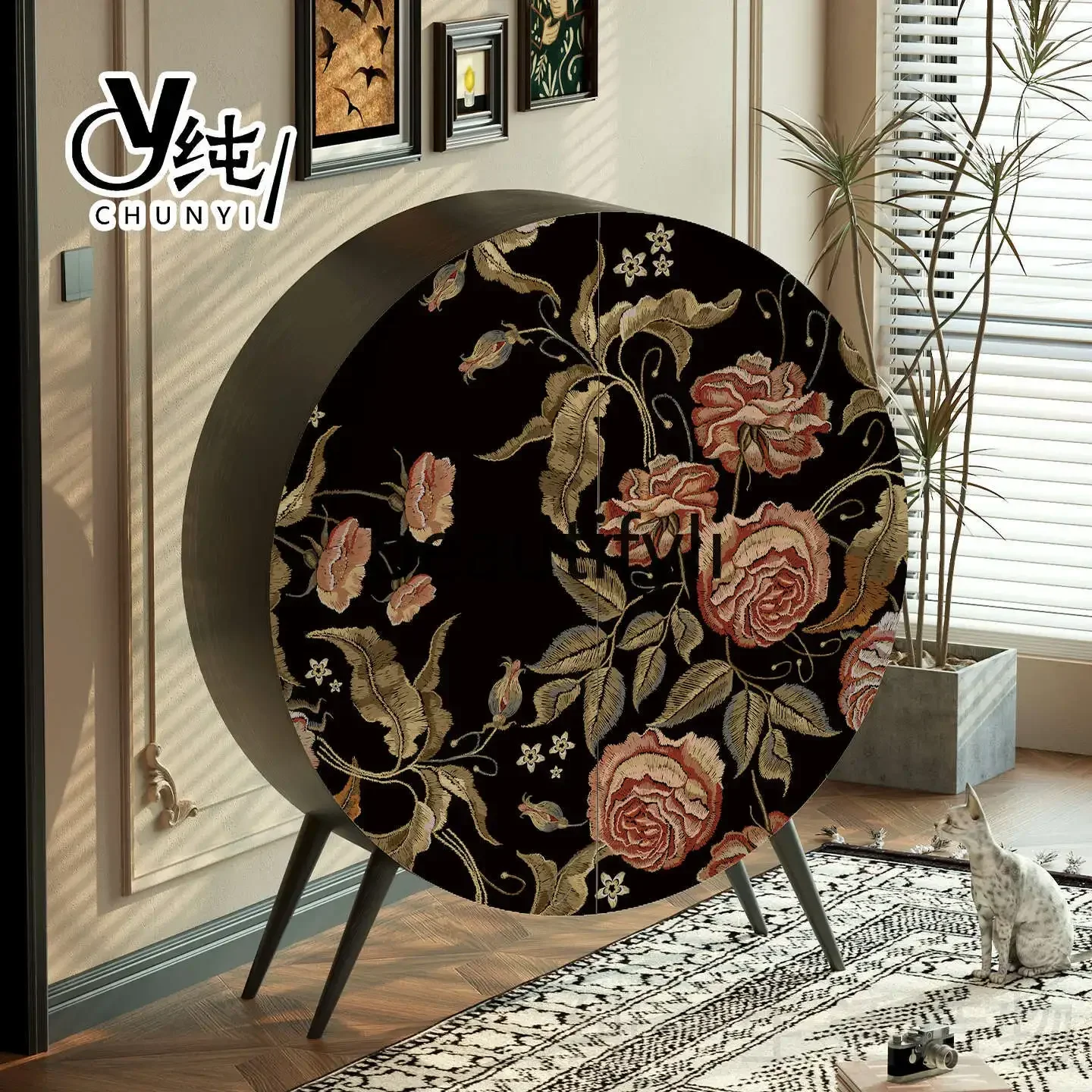 

American Retro Entryway Cabinet Solid Wood Storage Decorative Cabinet Bedroom Storage Cabinet Living Room Partition