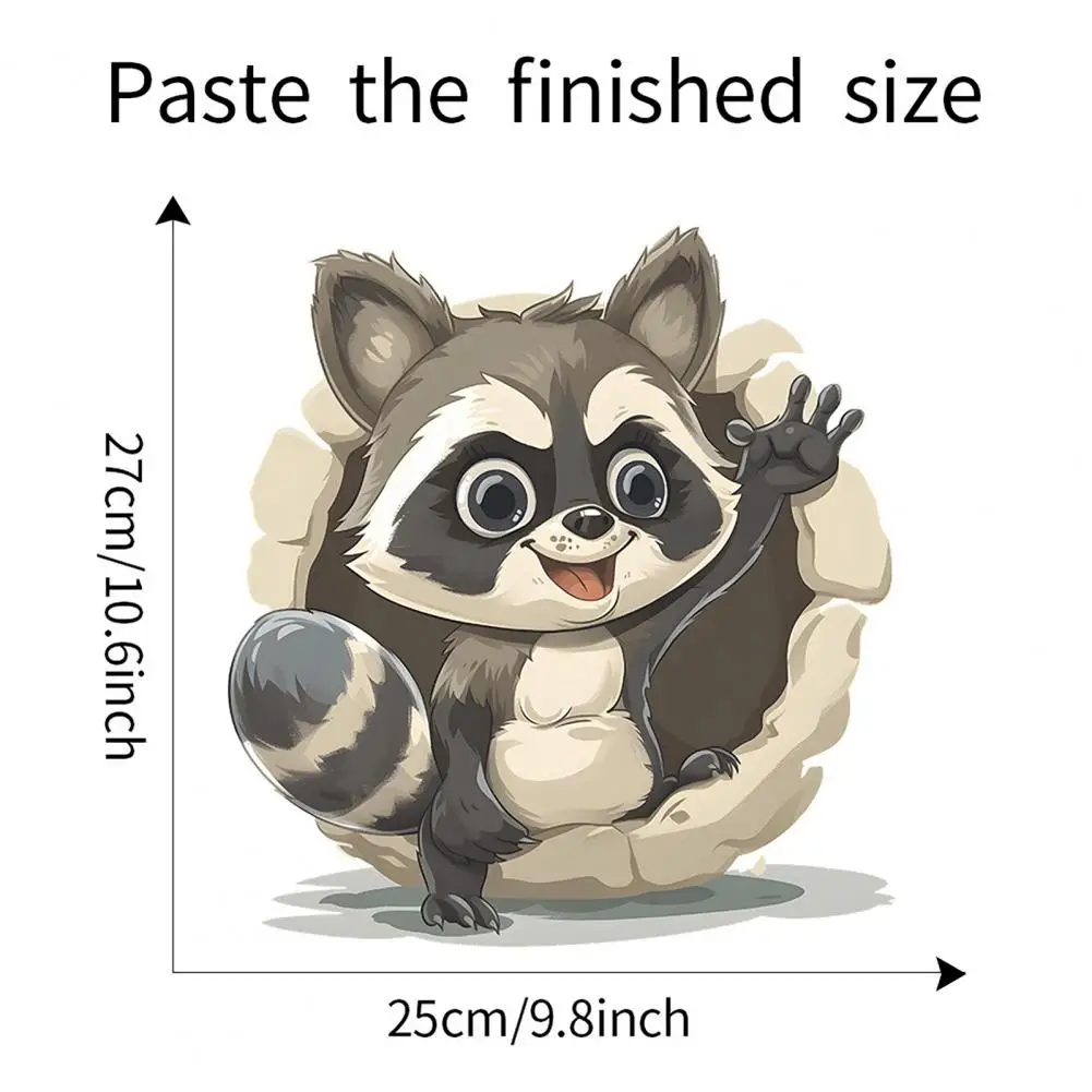 Breaking Wall Raccoon Toilet Sticker Removable Self-adhesive Waterproof PVC Living Room Bathroom Wall Art Animal Toilet Lid Deco