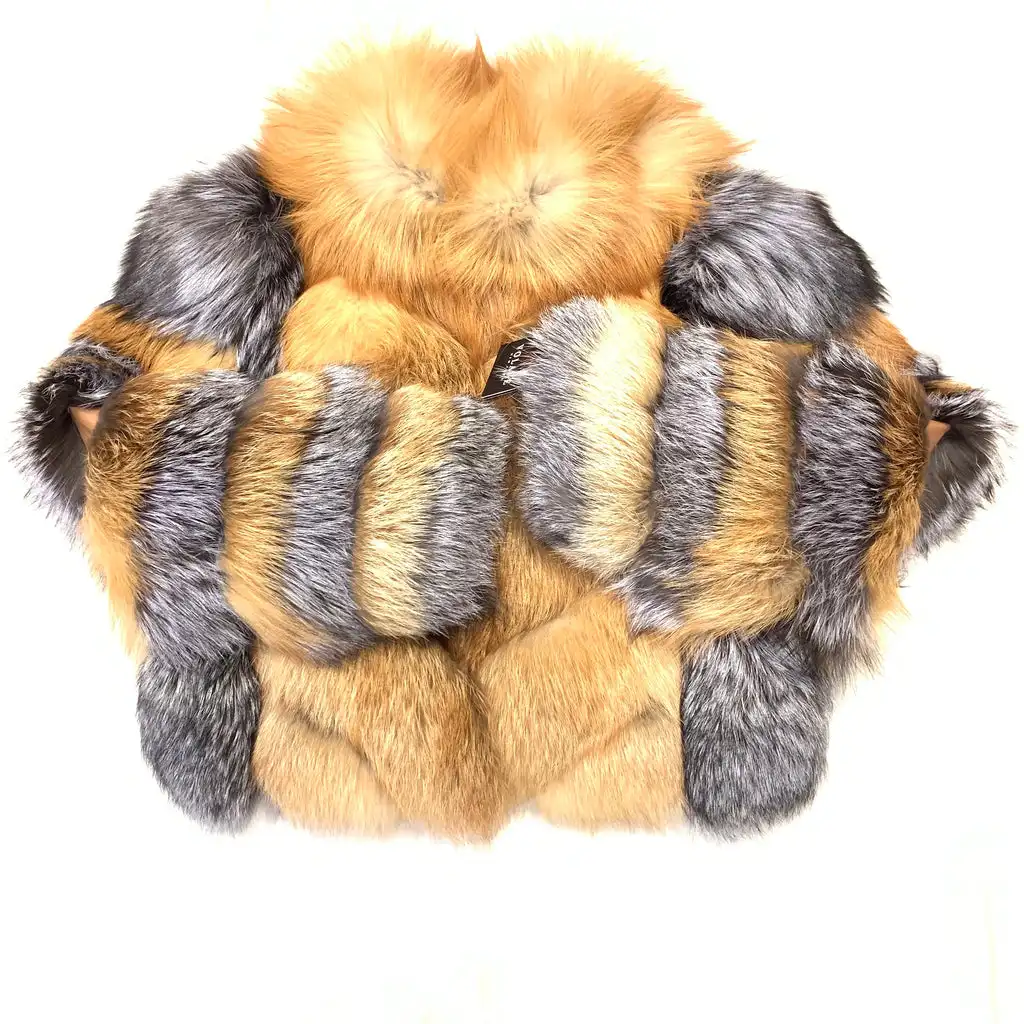 Winter 2025 Cold Weather Thick Warmer Super Nice Quality Silver Fox Fur Jacket Natural Red Fox Fur Coat