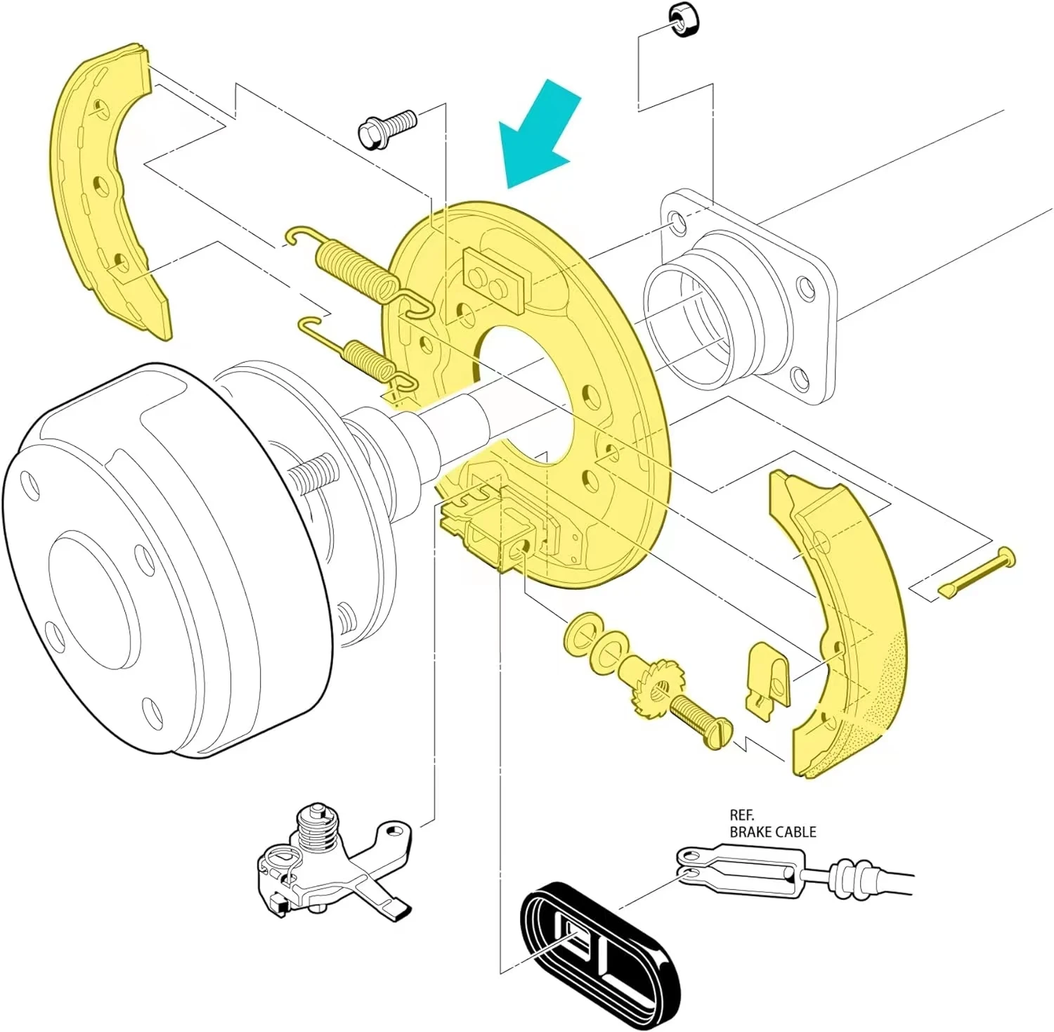 Golf Cart Brake Assembly for 1995-Up club car DS & Precedent, Passenger & Driver Side Rear Brake Set for Golf Cart101823301103380202(Disters side