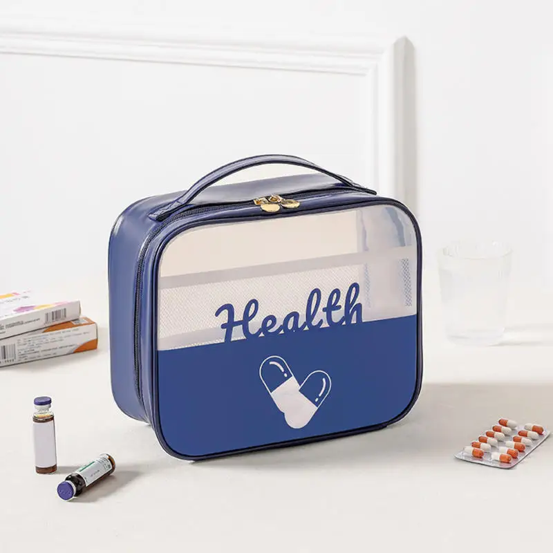 Transparent waterproof medicine kit Travel portable first aid kit Home medicine storage bag Large capacity portable medical kit