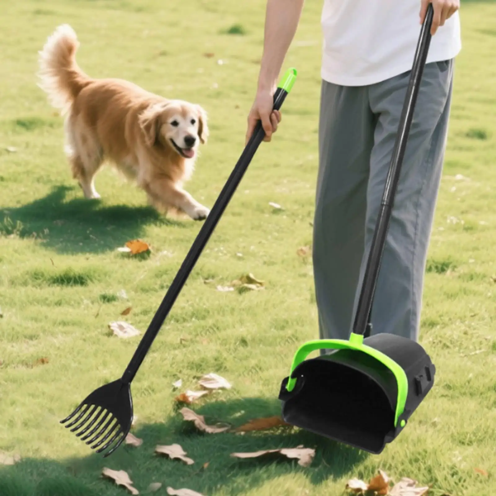 Waste Cleaning Scoop Durable Plastic Pet Waste Picker Set with Rake and Pan for Quick Outdoor Cleanups in Yard