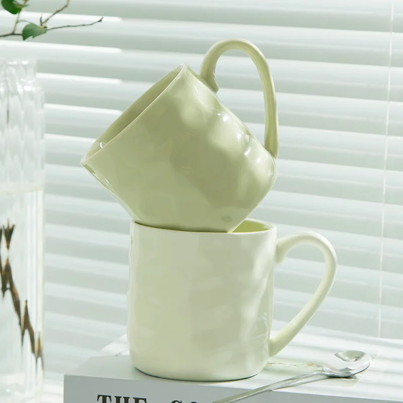 

Креативный молочно-белый цвет, чашки для воды зеленого молока, предметы домашнего офиса, фарфоровые белые кружки, кофейная чашка для завтрака, 400 мл, 1 шт.