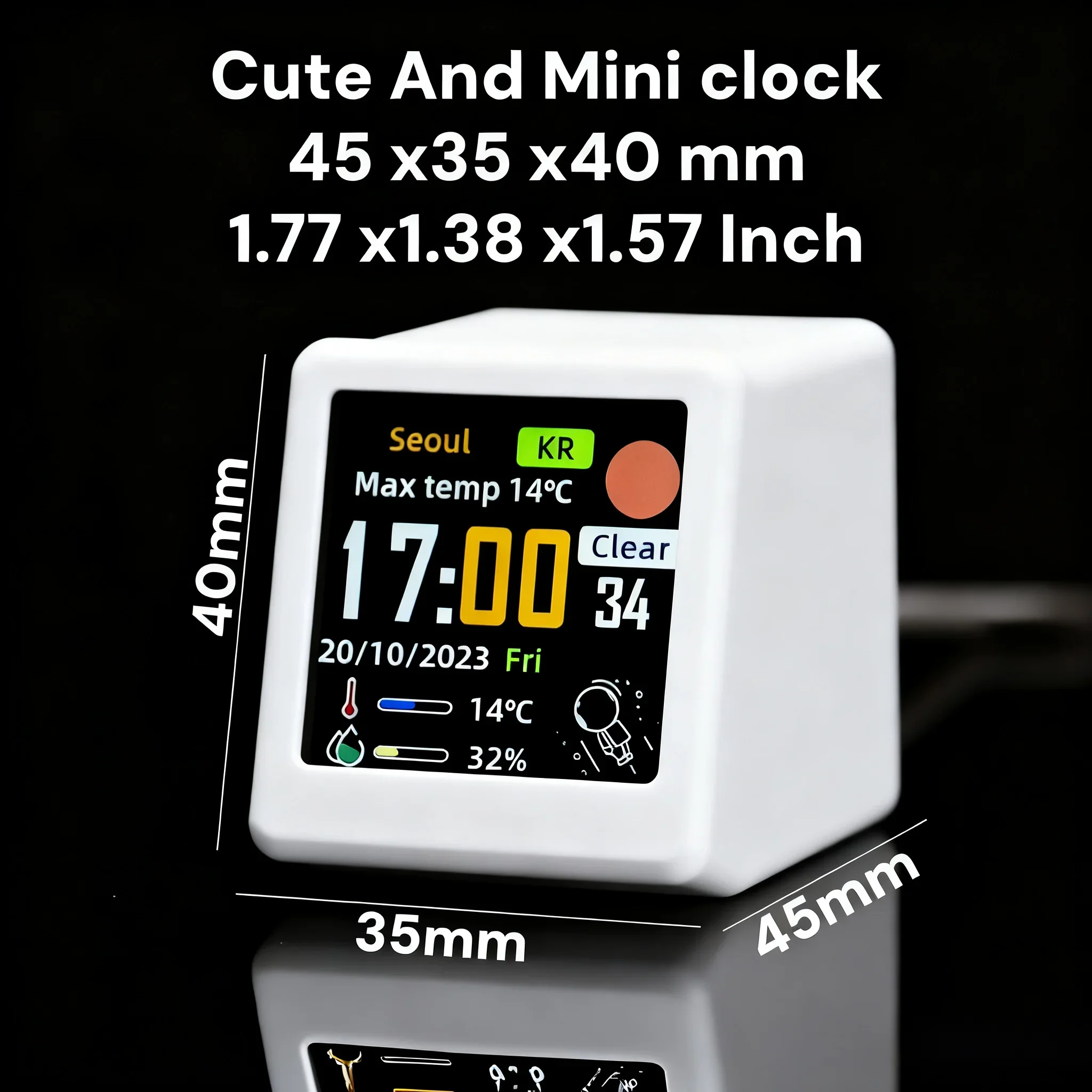 Smart Digital Clock with WiFi Weather Station, Desktop Decor Electronic Clock with Temperature Humidity Forecast, LED Display