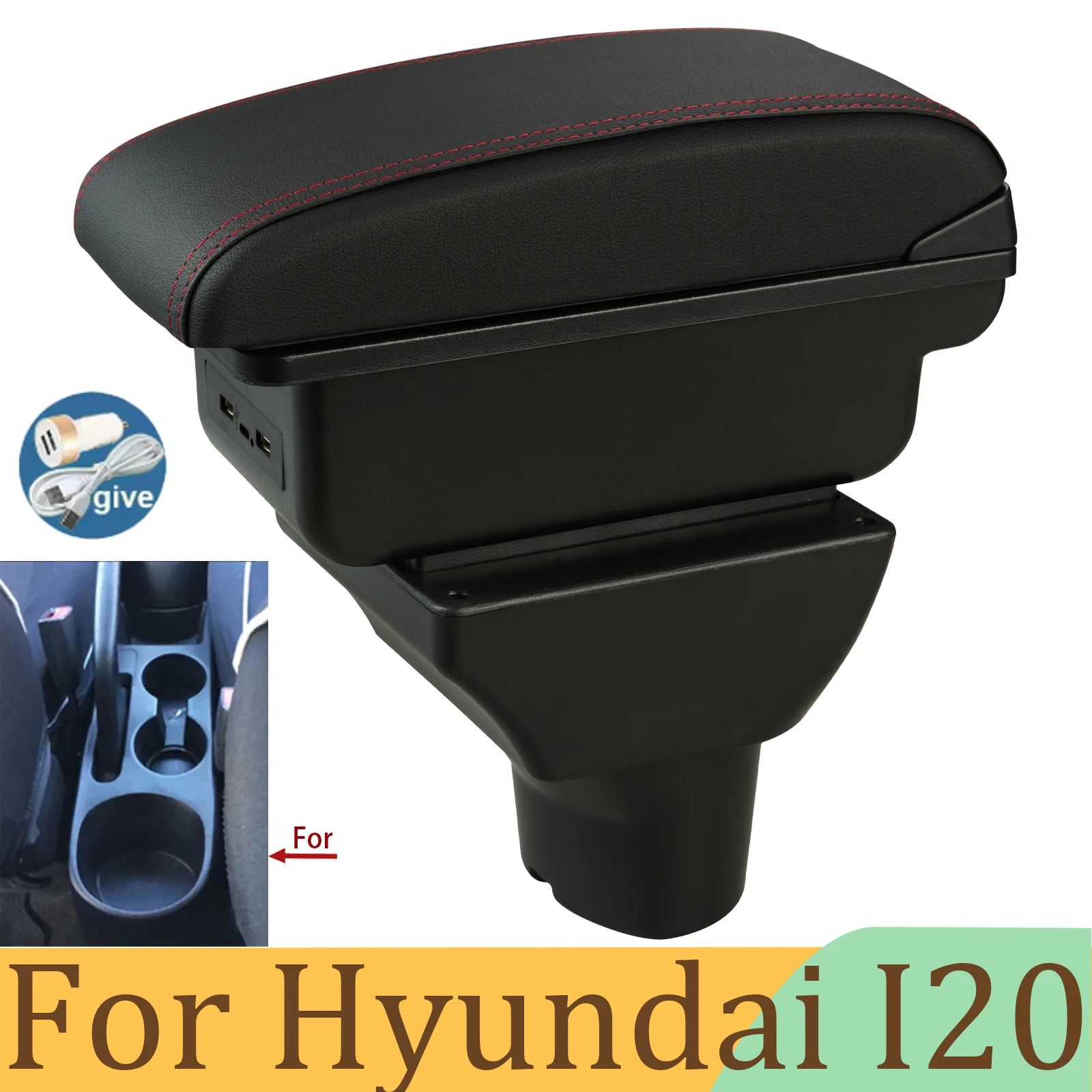 Car Armrest for Hyundai I20 Armrest Box for Hyundai I20 Center Storage Box Interior Dedicated Retrofit Parts Car Accessories
