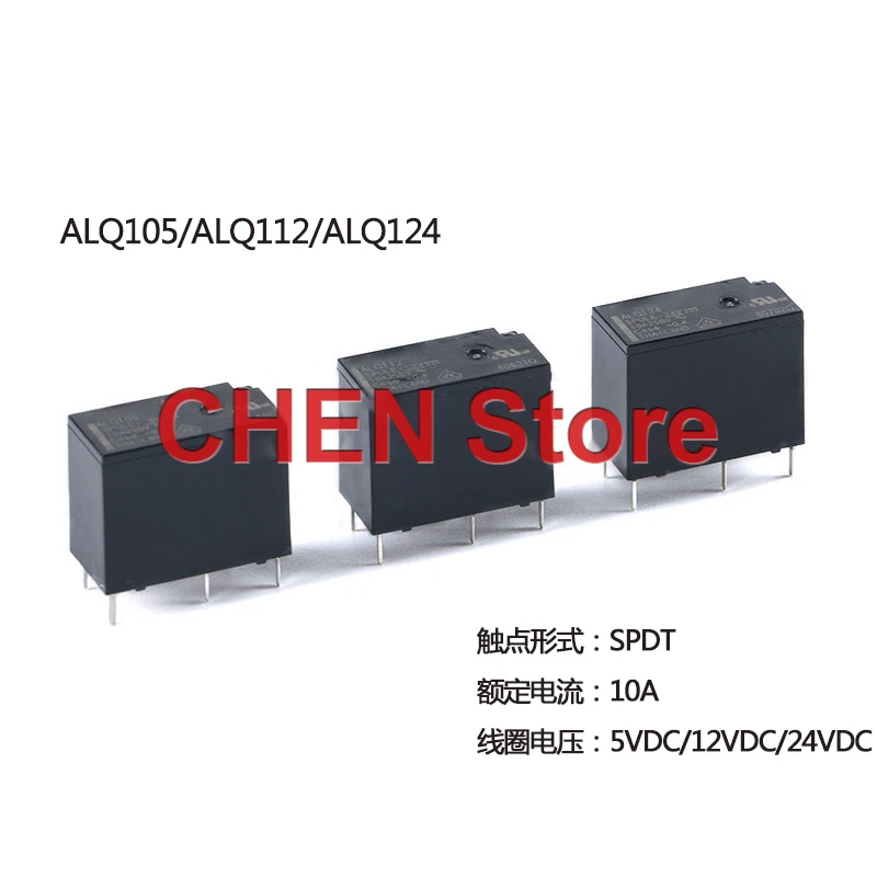 

10PCS NEW Original Matsushita Relay ALQ105 ALQ112 ALQ124 Black 5V 12V 24V ALQ Series Power Relay One Open One Close 10A 5PIN