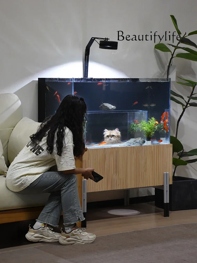 NV Cat nest fish tank integrated cat viewing drillable interactive ultra-white glass cat fish tank can be customized W