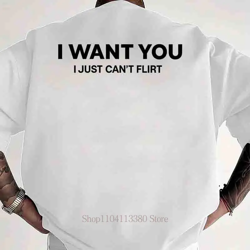 I Want You Buchstaben-Grafik-Print T-Shirts Herren Sommer Lässige Mode High Street Hip Hop Oberteile Rundhals Kurzarm Baumwoll-Tees – Detail 4