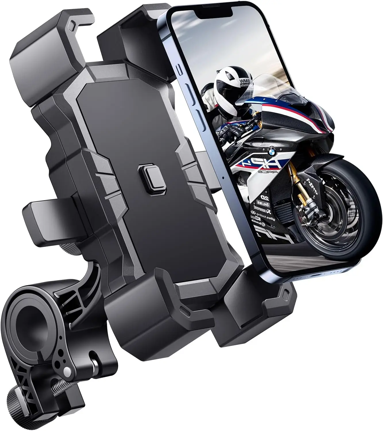 

Bike Phone Holder Handlebar,Motorcycle Phone Mount,ATV Cell Phone Clamp,Scooter Phone Clip for iPhone 15 Pro Max14 13 12plus, Samsung S24Ultra S23 and More 4.7" to 7.0" inch Phone