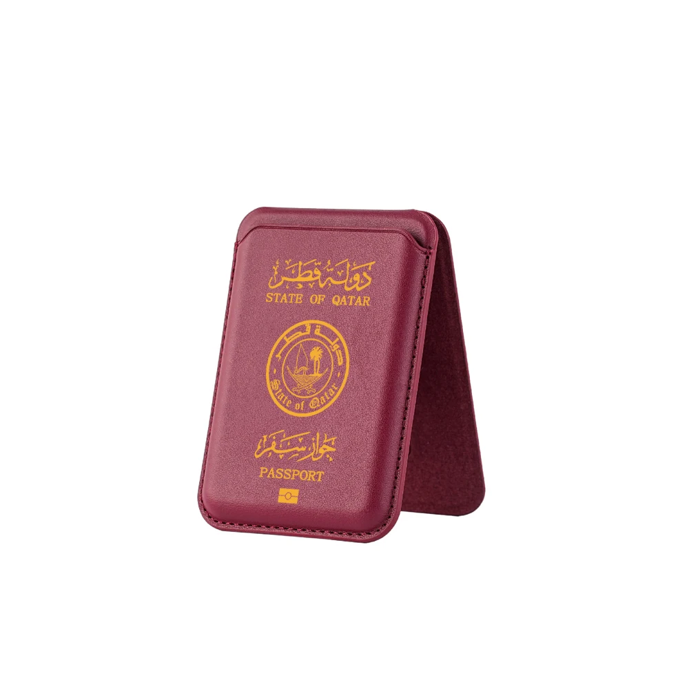 Aggiornamento Borsa per carte magnetiche Staffa nascosta per iPhone 16 15 14 13 Passaporto Qatari Porta carte in pelle per custodia Tasca Cover