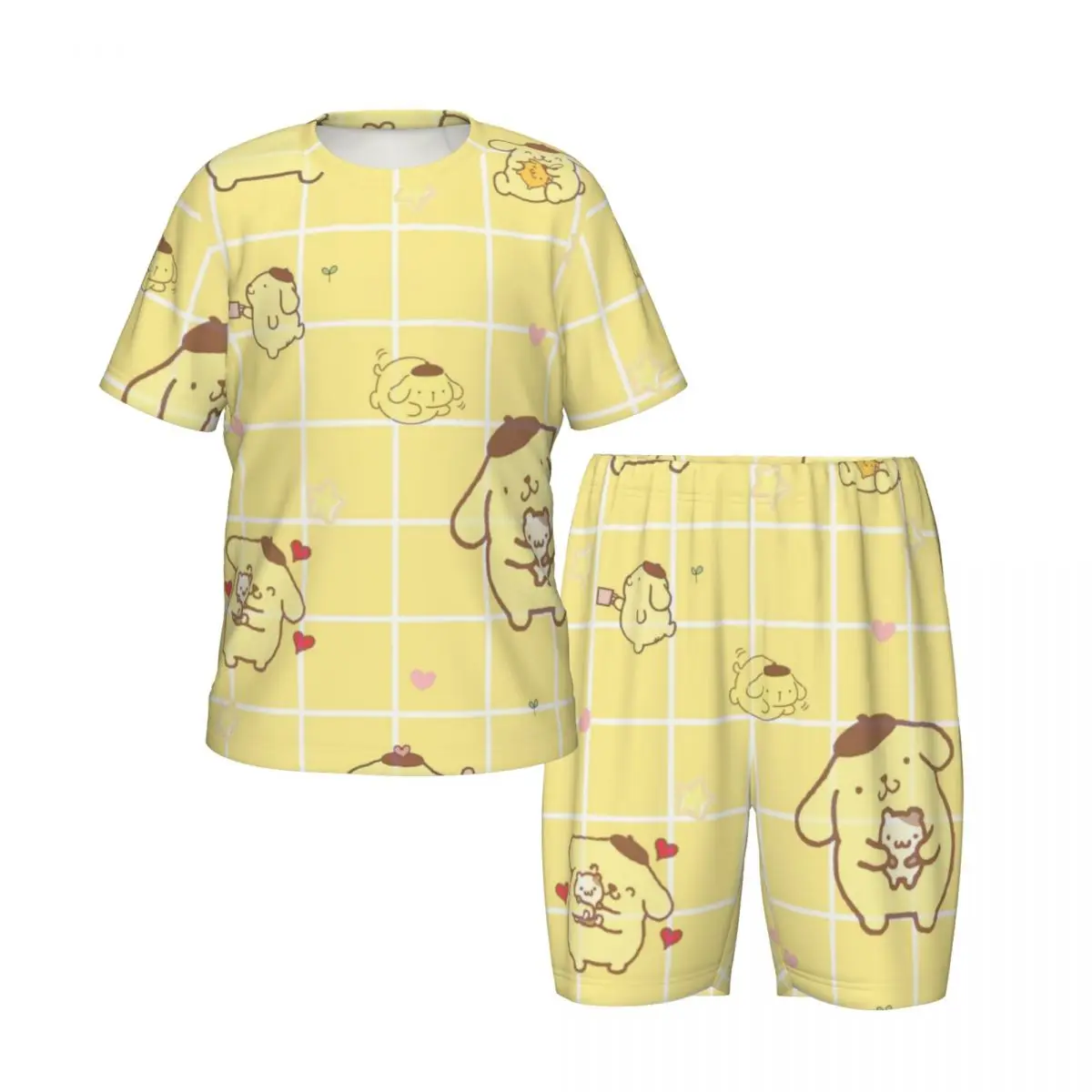 Sanrio Pompompurin New Summer Plus Size 4XL Pajamas Set for boys girls Nightwear