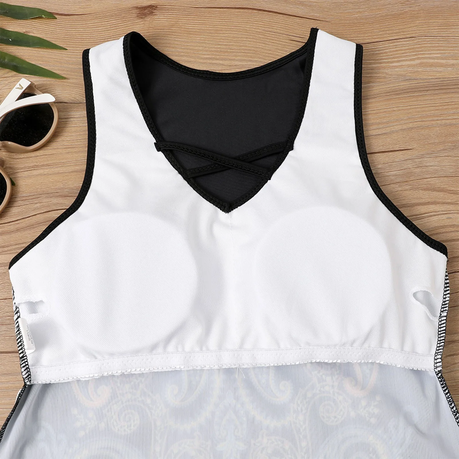 المرأة انقسام ملابس السباحة مجموعة موضة الاتجاه المطبوعة تانك القمم مع وسادة الصدر سليم صالح مجموعة تي شيرتات قصيرة للأطفال السببية حجم كبير ملابس السباحة قطعتين