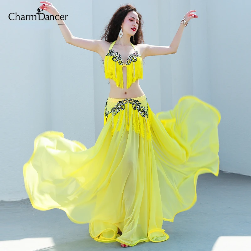 

New belly dance performance suit, dynamic tassel, Eastern dance performance competition, large skirt set