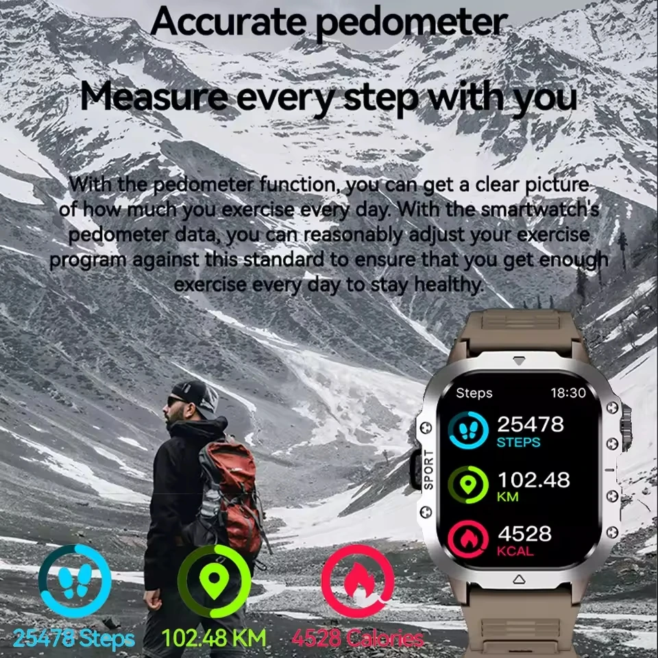 2025 New Flashlight Smart Watch AMOLED BT Call Heart Rate Monitoring Men's Fitness Exercise Tracking SmartWatch For Android ISO