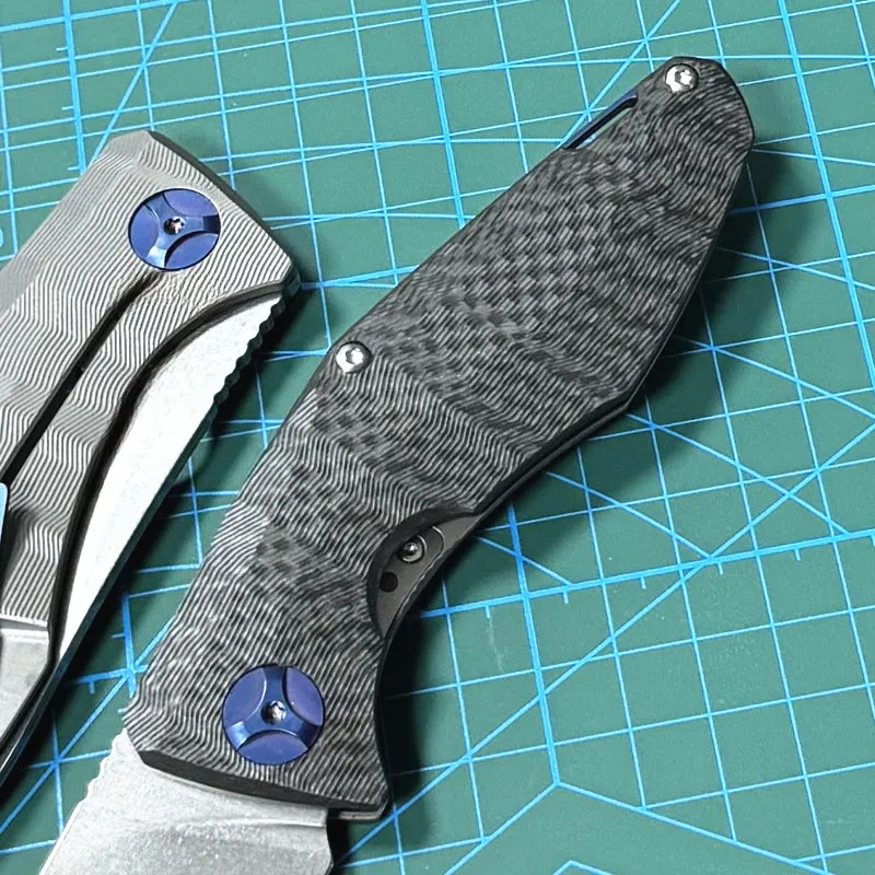 Бесплатный складной нож Wolf 235C CPM-S90V с лезвием, титановый + углеродное волокно, ручка, универсальный нож для кемпинга, охоты, выживания, EDC